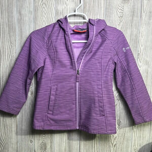 Free Country Jacket Girls Kids Purple Full Zip Hooded Outdoor 7/8 Sherpa inside